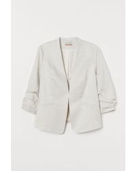 H&M H & M+ Linen-blend Jacket - White