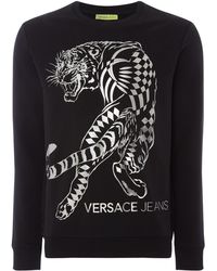 Lyst - Versace Jeans Men's Gold Foil Tiger Logo Crew Neck Sweatshirt ... Versace Jeans - Men's Large Foil Tiger Crew Neck Sweatshirt - Lyst