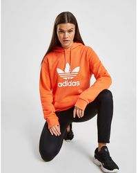 adidas 3 stripe orange crop hoodie