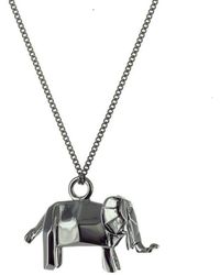 Elephant Black Silver Necklace