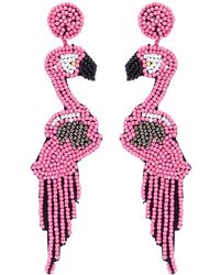 Lyst Elizabeth Cole Ge Swarovski Crystal Flamingo Drop Kenneth Jay Lane Beaded Flamingo Drop Earrings Lyst