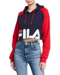 fila luciana navy & red crop hoodie