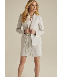 Long Tall Sally Tall Cotton Rich Ticking Stripe Suit Jacket - White
