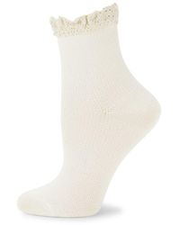 Free People Darling Waffle Fringe Socks - White