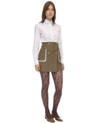 Fendi Collant In Rete Con Logo - Marrone