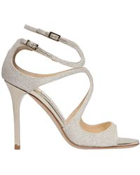 Lyst - Jimmy Choo Lang 100 Strappy Patent Leather Sandals in Black