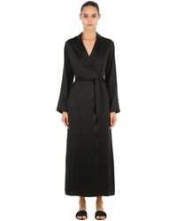 La Perla Silk Long Robe - Black
