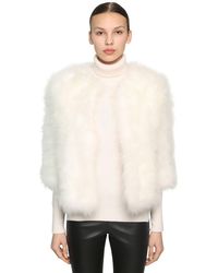 Yves Salomon Veste Courte En Plumes - Blanc