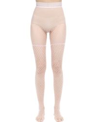 Wolford Early Haze Nylon Net Tights - Natural