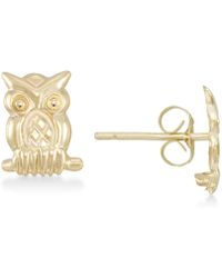 Lyst Lucky Brand Silver And Gold Tone Shaky Owl Earrings In Metallic Macy S Owl Stud Earrings In 10k Gold Lyst