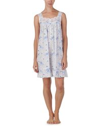 Eileen West Cotton Floral-print Embroidered Chemise Nightgown - Multicolor