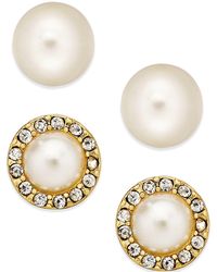 Lyst Charter Club Gold Tone Imitation Pearl Ball Clip On Drop Charter Club Gold Tone Kiska Imitation Pearl Stud Earring Duo Lyst