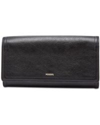 Fossil Logan Leather Flap Clutch Wallet in Brown/Gold (Brown) - Save 3% - Lyst