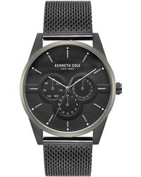 Lyst - Kenneth Cole Automatic Black Croco Leather Strap Watch in Black ...