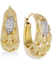 Lyst Macy S Diamond Textured Weave Hoop Earrings 1 4 Ct T W In Macy S Diamond Textured Weave Hoop Earrings 1 4 Ct T W In