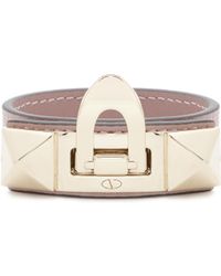 Lyst - Valentino Large Rockstud Leather Bracelet in Pink