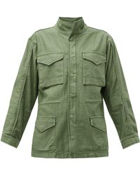 FRAME Drawstring Waist Cotton Military Jacket - Green