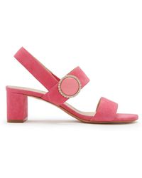 Lyst - Dior Raspberry Suede Buckle Cage Sandals in Red