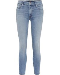 Mother High-Rise Skinny Jeans The Looker - Blau