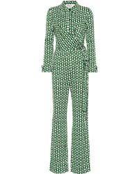 Diane von Furstenberg Michele Jumpsuit Aus Bedrucktem Seiden-jersey In Wickeloptik - Mehrfarbig