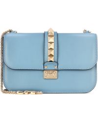Lyst - Valentino Lock Leather Shoulder Bag in Blue