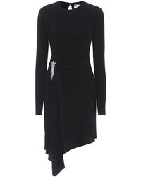 Lyst - Saint laurent Scoop-neck Button-front Mini Dress in Black