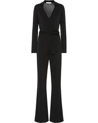 Diane von Furstenberg Aries Wrapped Wide Leg Jumpsuit - Black