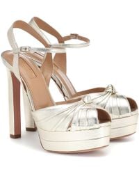 Aquazzura Gold Sundance 140 Platform Sandals in Metallic - Lyst