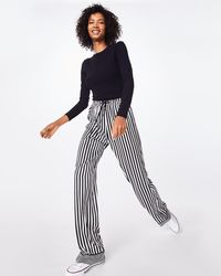 Nicole Miller Pajama Stripe Drawstring Pant - Black