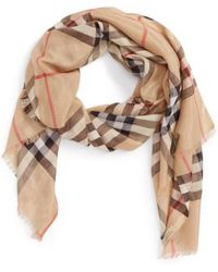 Lyst - Burberry Giant Check Crinkle Scarf 177 X 787 in Natural