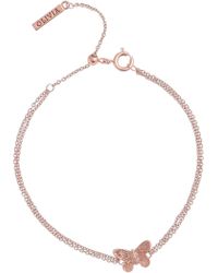 Fossil Rose Gold Tone Erfly Black Leather Cord Bracelet In Olivia Burton Erfly Bracelet Lyst