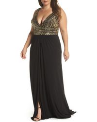 mac duggal embroidered mesh gown