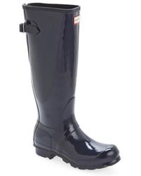 hunter original tall gloss rain boots black