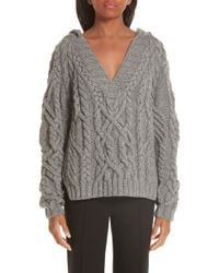 Melange Sweater Partow Knit Cable Hooded Lyst Nellie O6Bq5Xxw