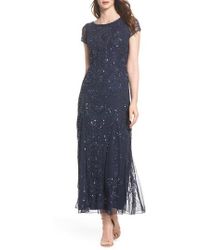pisarro nights embellished mesh gown navy