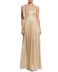 Lyst Donna Morgan Olivia Spaghetti Strap Sequined Gown In Natural Dress The Potion Savannah One Shoulder Gown Lyst