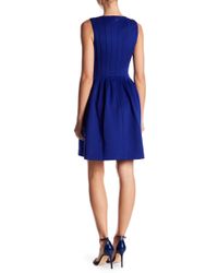 Lyst - Vince Camuto Short Sleeve Lace Dress in Blue