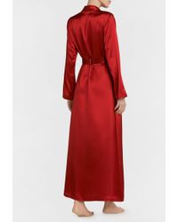 La Perla Silk Carmine Silk Long Robe - Red