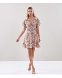 Lyst - Reiss Alice Maxi Floral Print Silk Maxi Dress in White