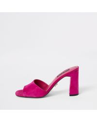 river island silver mules