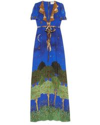 Gucci Blue Night Garden Silk Gown