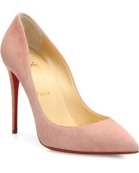 Christian louboutin Follies Lace Pointed-Toe Pumps in White | Lyst