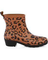hunter original leopard print refined tall waterproof rain boot