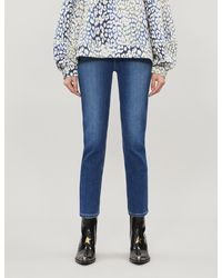 PAIGE Hoxton Cropped Faded High-rise Jeans - Blue