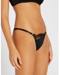 Myla York Place Lace And Stretch-jersey Briefs - Black