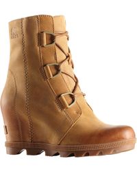 sorel joan of arctic ii leather waterproof wedge bootie