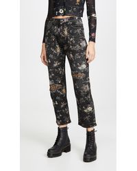 R13 Distressed Printed Boyfriend Jeans - Black