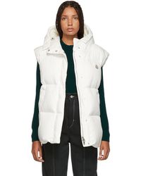Moncler White Down Cheveche Hooded Vest