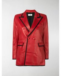 Saint Laurent Double Breasted Blazer - Red