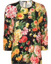 Lyst - Dolce & Gabbana - Floral Lace Top - Women - Silk/cotton/polyamide/viscose - 40